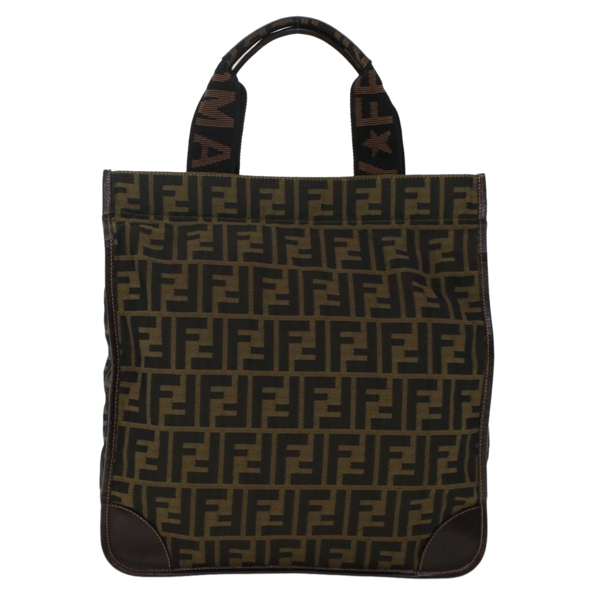 FENDI Zucca Canvas Tote Bag Black Brown Auth ep938