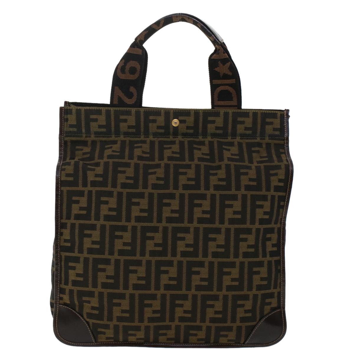 FENDI Zucca Canvas Tote Bag Black Brown Auth ep938