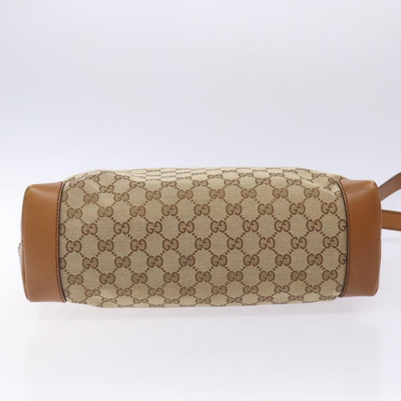 GUCCI GG Canvas Web Sherry Line Shoulder Bag Beige Silver 308930 Auth ep9380