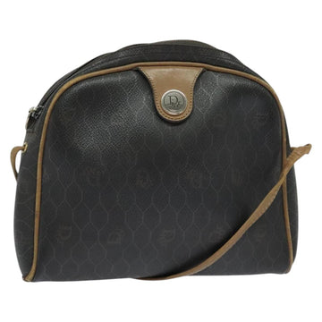 Christian Dior Honeycomb Canvas Shoulder Bag PVC Leather Black Auth ep9393