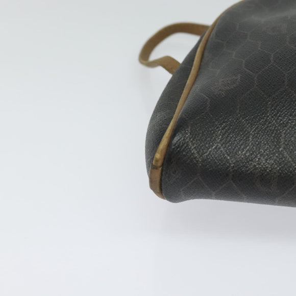 Christian Dior Honeycomb Canvas Shoulder Bag PVC Leather Black Auth ep9393