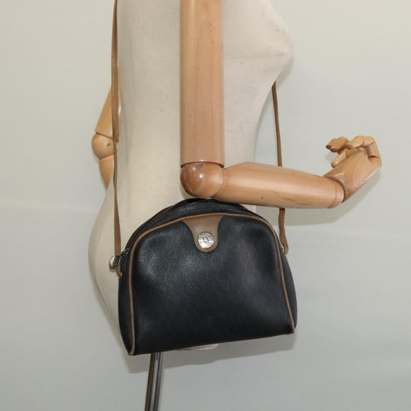 Christian Dior Honeycomb Canvas Shoulder Bag PVC Leather Black Auth ep9393