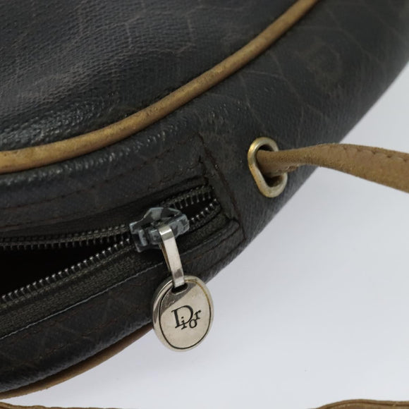 Christian Dior Honeycomb Canvas Shoulder Bag PVC Leather Black Auth ep9393