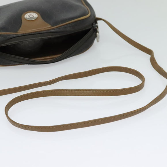 Christian Dior Honeycomb Canvas Shoulder Bag PVC Leather Black Auth ep9393