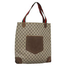 GUCCI GG Supreme Web Sherry Line Tote Bag PVC Beige Auth ep9399-1