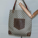 GUCCI GG Supreme Web Sherry Line Tote Bag PVC Beige Auth ep9399-20