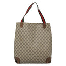 GUCCI GG Supreme Web Sherry Line Tote Bag PVC Beige Auth ep9399-3