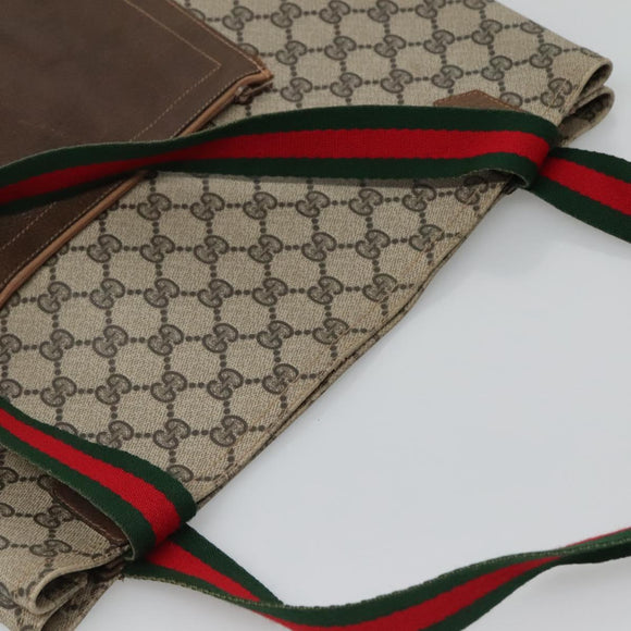 GUCCI GG Supreme Web Sherry Line Tote Bag PVC Beige Auth ep9399