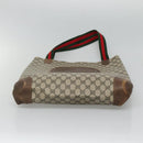 GUCCI GG Supreme Web Sherry Line Tote Bag PVC Beige Auth ep9399-9