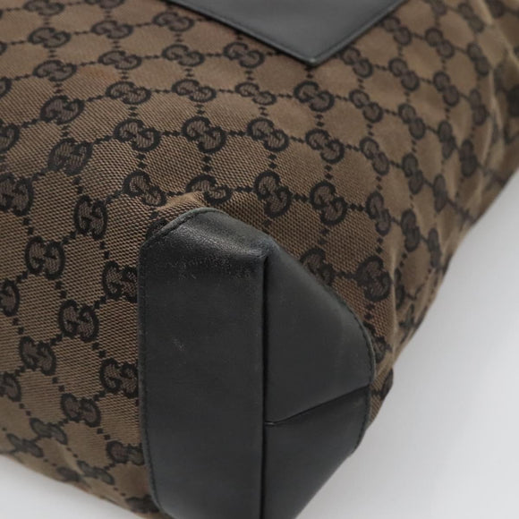 GUCCI GG Canvas Tote Bag Brown Silver 019 0401 Auth ep9402