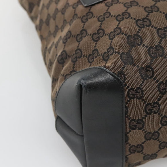 GUCCI GG Canvas Tote Bag Brown Silver 019 0401 Auth ep9402