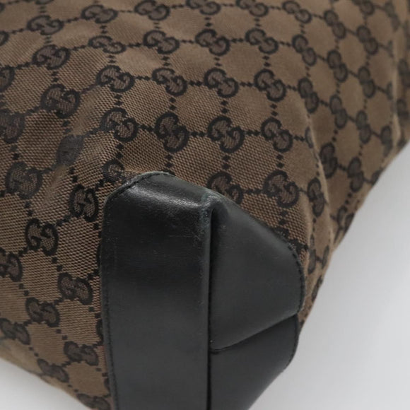 GUCCI GG Canvas Tote Bag Brown Silver 019 0401 Auth ep9402