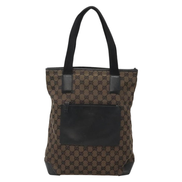 GUCCI GG Canvas Tote Bag Brown Silver 019 0401 Auth ep9402