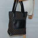 GUCCI GG Canvas Tote Bag Brown Silver 019 0401 Auth ep9402-22
