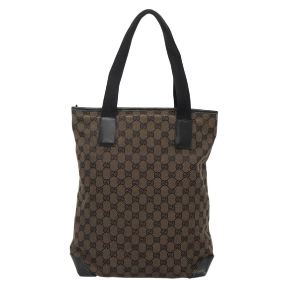 GUCCI GG Canvas Tote Bag Brown Silver 019 0401 Auth ep9402