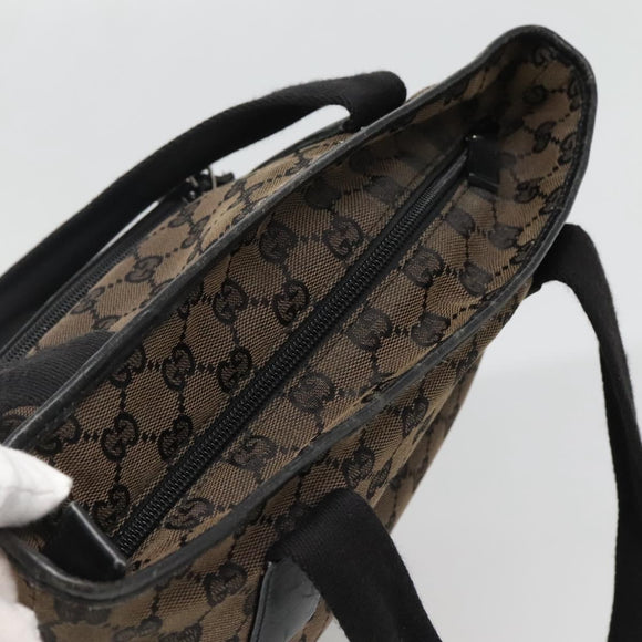 GUCCI GG Canvas Tote Bag Brown Silver 019 0401 Auth ep9402