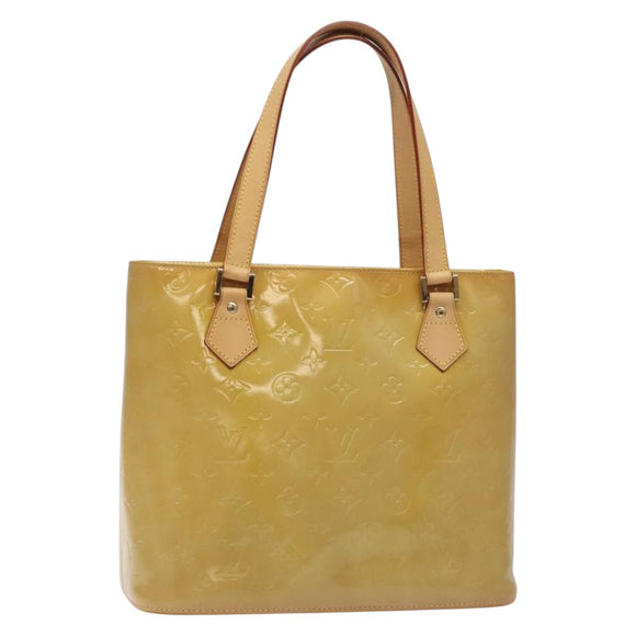 LOUIS VUITTON Monogram Vernis Houston Hand Bag Beige M91004 LV Auth ep9404