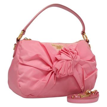 PRADA Hand Bag Nylon 2way Pink Gold Auth ep9408