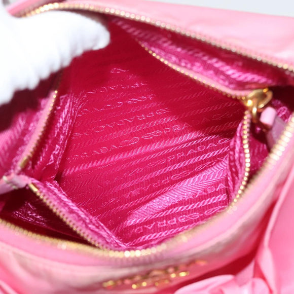 PRADA Hand Bag Nylon 2way Pink Gold Auth ep9408