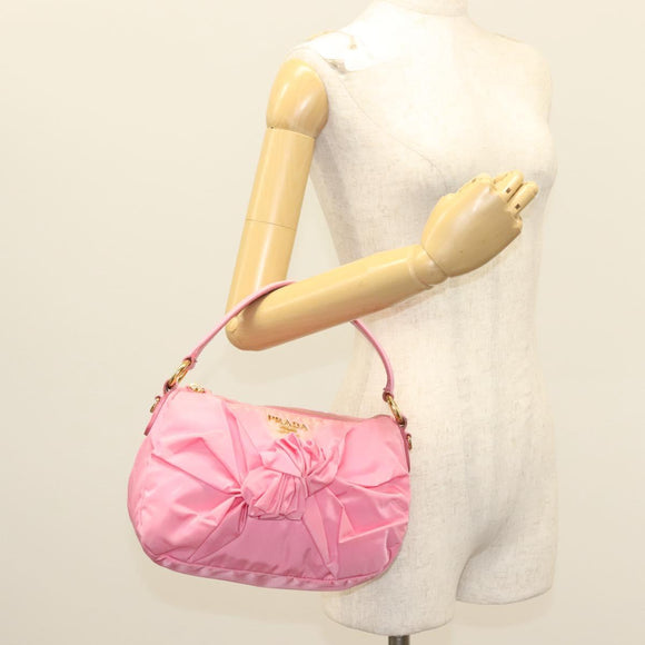 PRADA Hand Bag Nylon 2way Pink Gold Auth ep9408