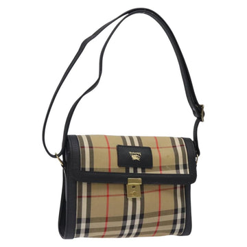 Burberrys Nova Check Shoulder Bag Canvas Beige Gold Auth ep9421