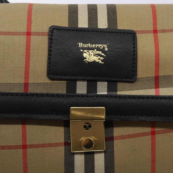 Burberrys Nova Check Shoulder Bag Canvas Beige Gold Auth ep9421