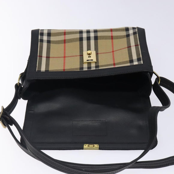 Burberrys Nova Check Shoulder Bag Canvas Beige Gold Auth ep9421