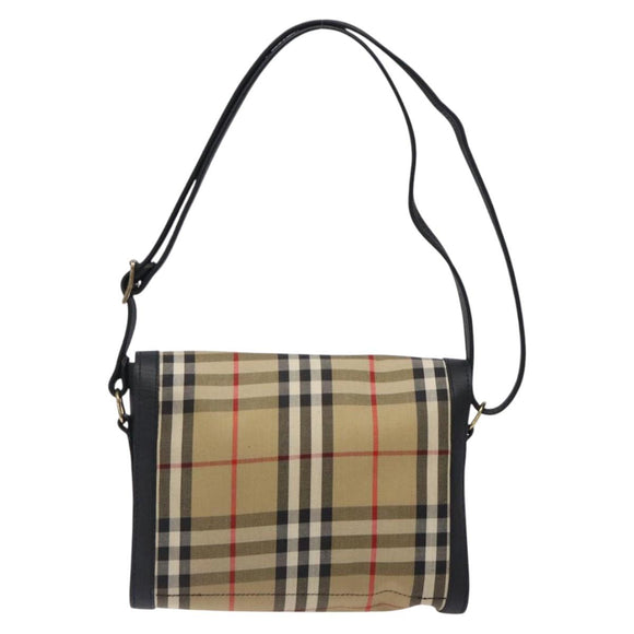 Burberrys Nova Check Shoulder Bag Canvas Beige Gold Auth ep9421