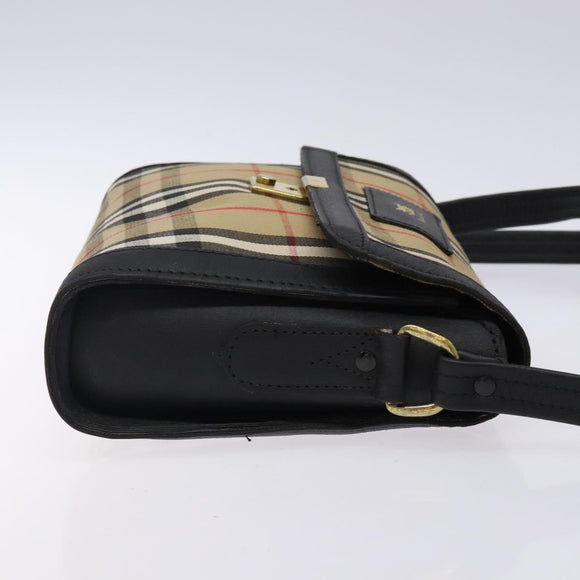 Burberrys Nova Check Shoulder Bag Canvas Beige Gold Auth ep9421