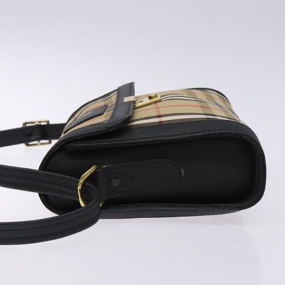 Burberrys Nova Check Shoulder Bag Canvas Beige Gold Auth ep9421