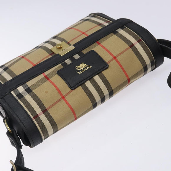 Burberrys Nova Check Shoulder Bag Canvas Beige Gold Auth ep9421