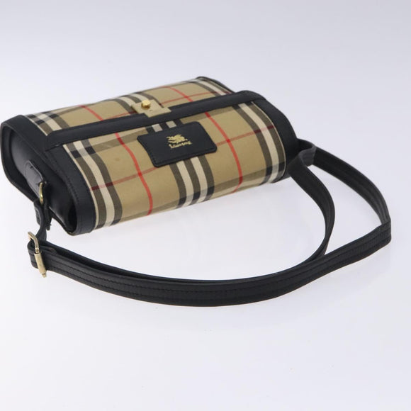 Burberrys Nova Check Shoulder Bag Canvas Beige Gold Auth ep9421