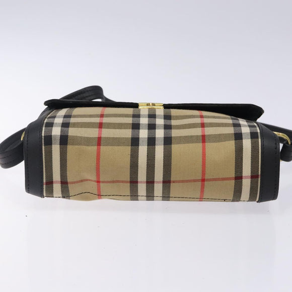 Burberrys Nova Check Shoulder Bag Canvas Beige Gold Auth ep9421