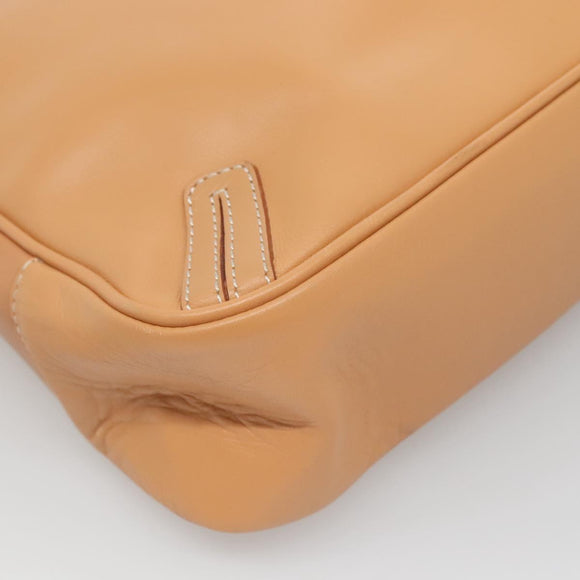 BURBERRY Shoulder Bag Leather Beige Silver Auth ep9425