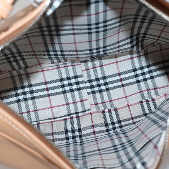 BURBERRY Shoulder Bag Leather Beige Silver Auth ep9425