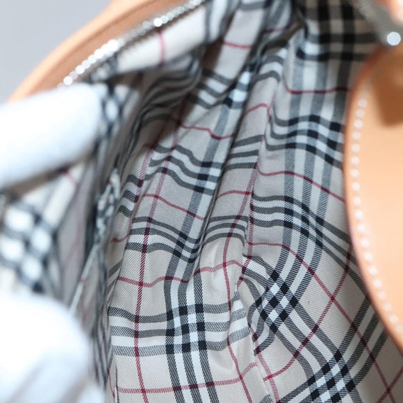 BURBERRY Shoulder Bag Leather Beige Silver Auth ep9425