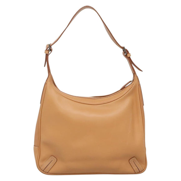 BURBERRY Shoulder Bag Leather Beige Silver Auth ep9425