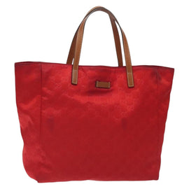 GUCCI GG Canvas Tote Bag Nylon Gold Red 282489 Auth ep9426