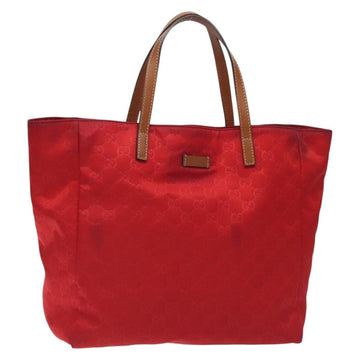 GUCCI GG Canvas Tote Bag Nylon Gold Red 282489 Auth ep9426