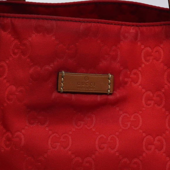 GUCCI GG Canvas Tote Bag Nylon Gold Red 282489 Auth ep9426