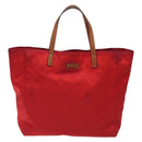 GUCCI GG Canvas Tote Bag Nylon Gold Red 282489 Auth ep9426-2