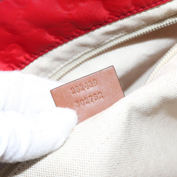GUCCI GG Canvas Tote Bag Nylon Gold Red 282489 Auth ep9426