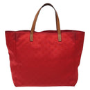 GUCCI GG Canvas Tote Bag Nylon Gold Red 282489 Auth ep9426-3