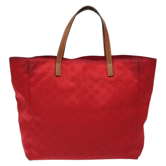 GUCCI GG Canvas Tote Bag Nylon Gold Red 282489 Auth ep9426