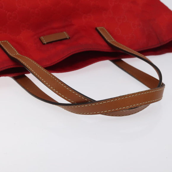GUCCI GG Canvas Tote Bag Nylon Gold Red 282489 Auth ep9426