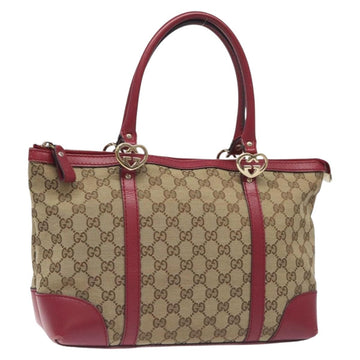 GUCCI GG Canvas Lovely Hand Bag Beige Gold 257069 Auth ep9430