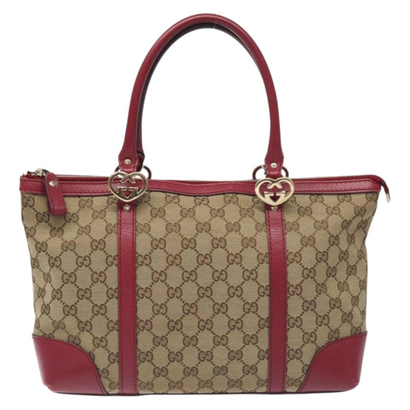 GUCCI GG Canvas Lovely Hand Bag Beige Gold 257069 Auth ep9430