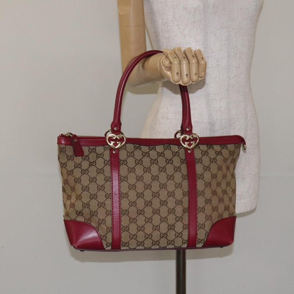 GUCCI GG Canvas Lovely Hand Bag Beige Gold 257069 Auth ep9430