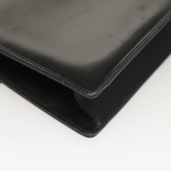 GUCCI Chain Shoulder Bag Leather Black Gold Auth ep9431