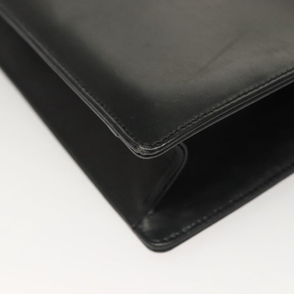 GUCCI Chain Shoulder Bag Leather Black Gold Auth ep9431